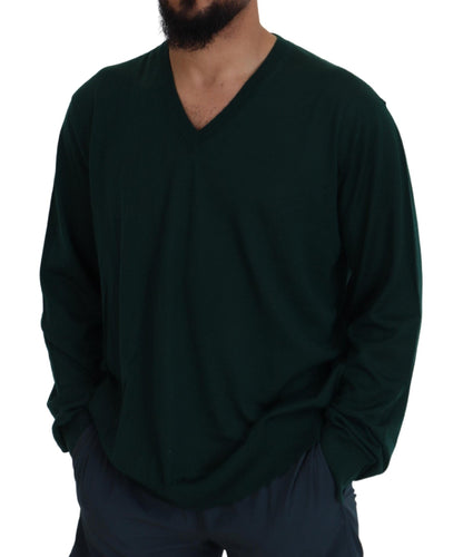 Dolce & Gabbana Green Cashmere V - neck Pullover Sweater - Le schmidt
