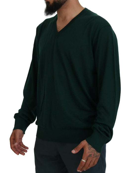 Dolce & Gabbana Green Cashmere V - neck Pullover Sweater - Le schmidt