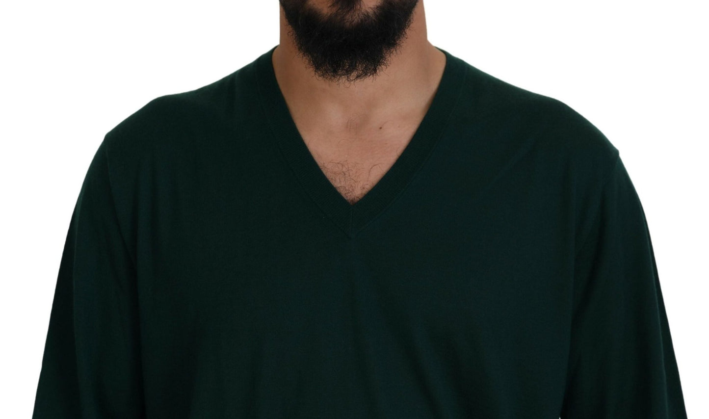 Dolce & Gabbana Green Cashmere V - neck Pullover Sweater - Le schmidt