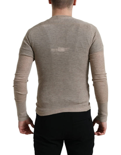 Dolce & Gabbana Henley Pullover Beige Cashmere Sweater - Le schmidt
