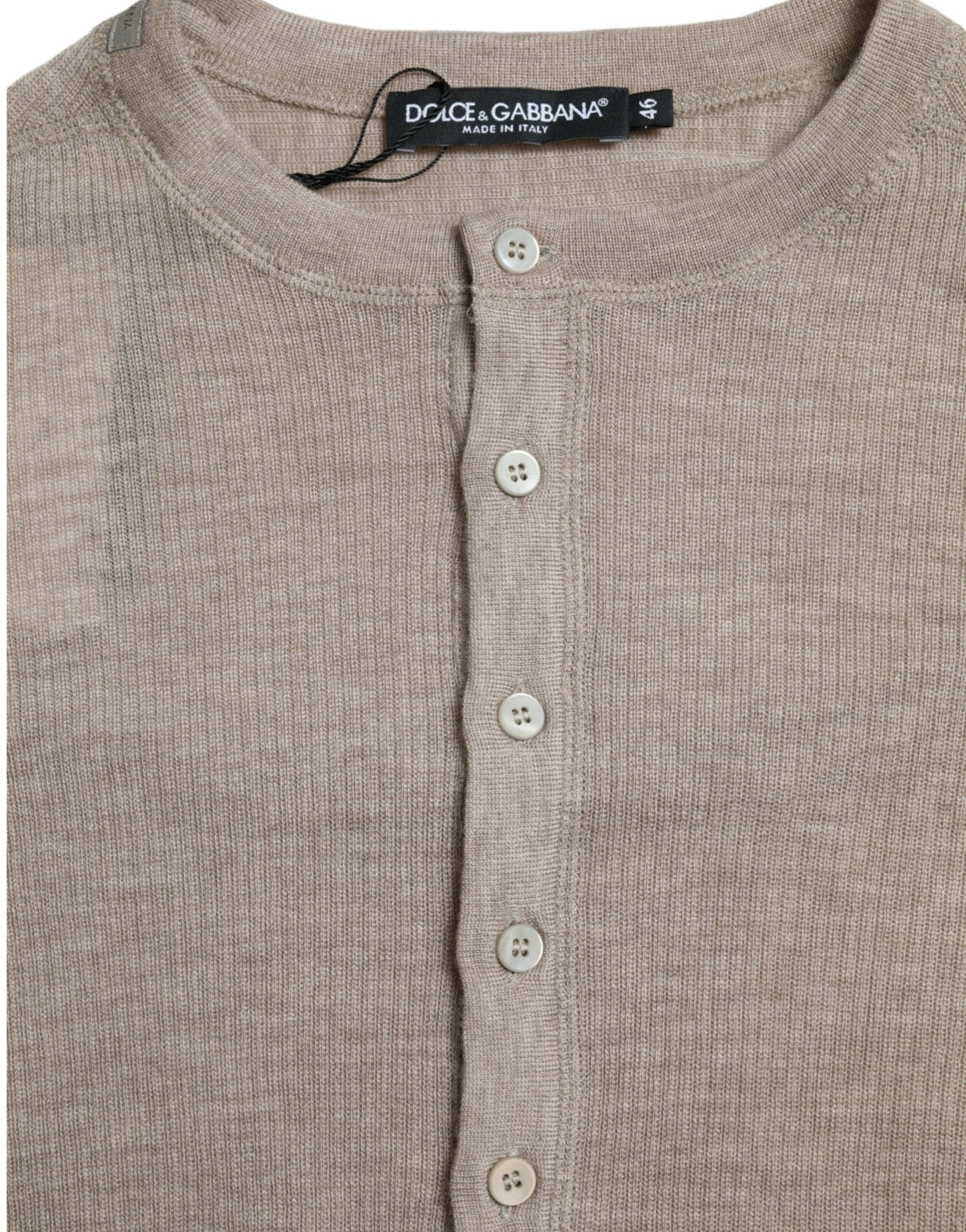 Dolce & Gabbana Henley Pullover Beige Cashmere Sweater - Le schmidt