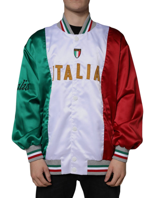 Dolce & Gabbana Multicolor Italia Button Down Bomber Jacket - Le schmidt
