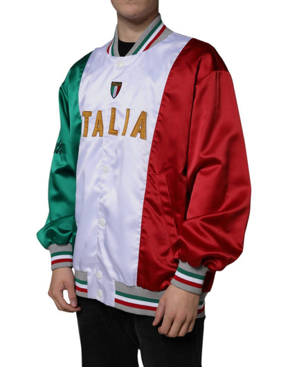 Dolce & Gabbana Multicolor Italia Button Down Bomber Jacket - Le schmidt