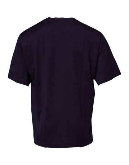 Dolce & Gabbana Navy Blue DG Logo Cotton Crew Neck T-shirt - Le schmidt