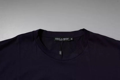 Dolce & Gabbana Navy Blue DG Logo Cotton Crew Neck T-shirt - Le schmidt