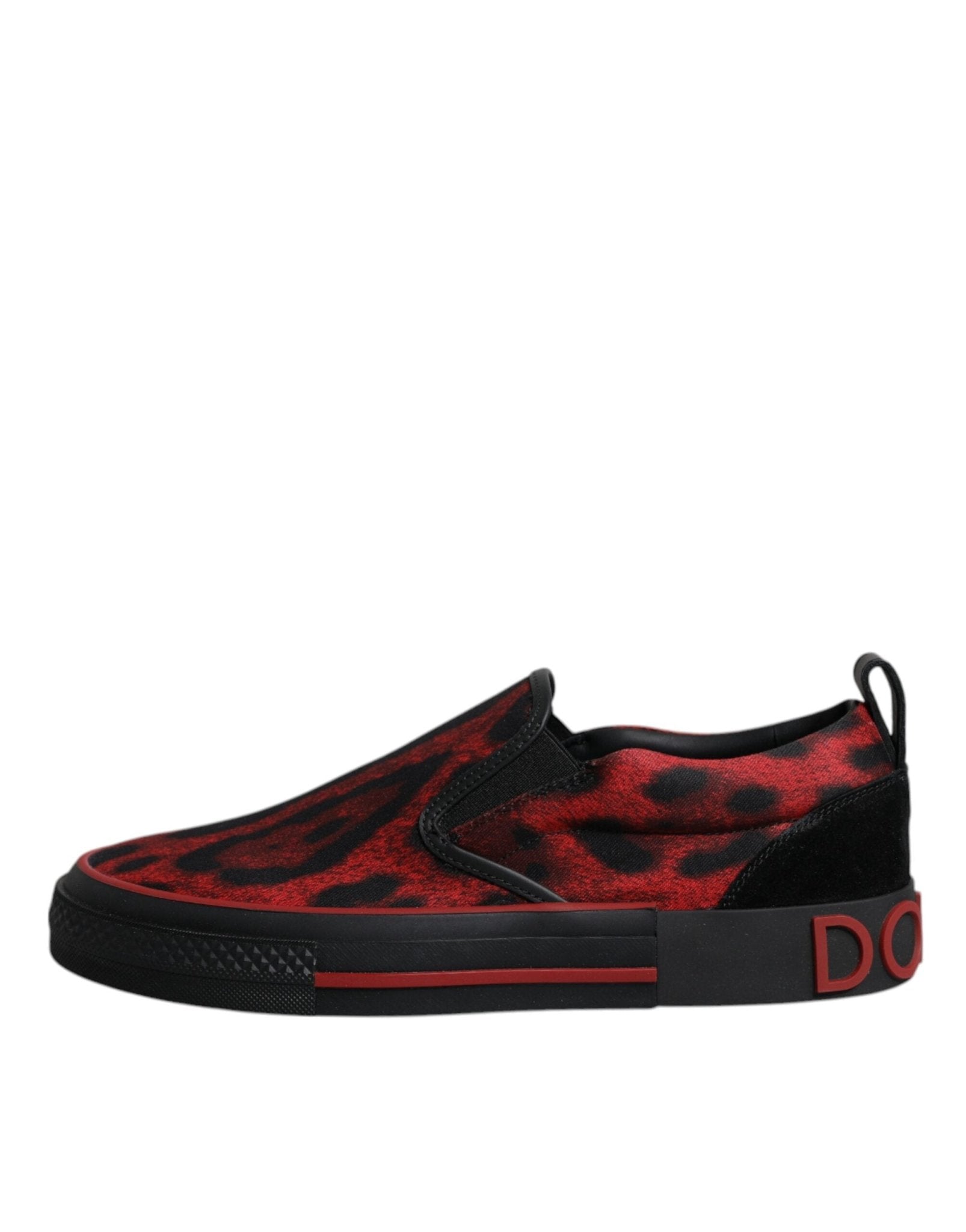 Dolce & Gabbana Red Black Leopard Cotton Men Low Top Sneakers Shoes - Le schmidt