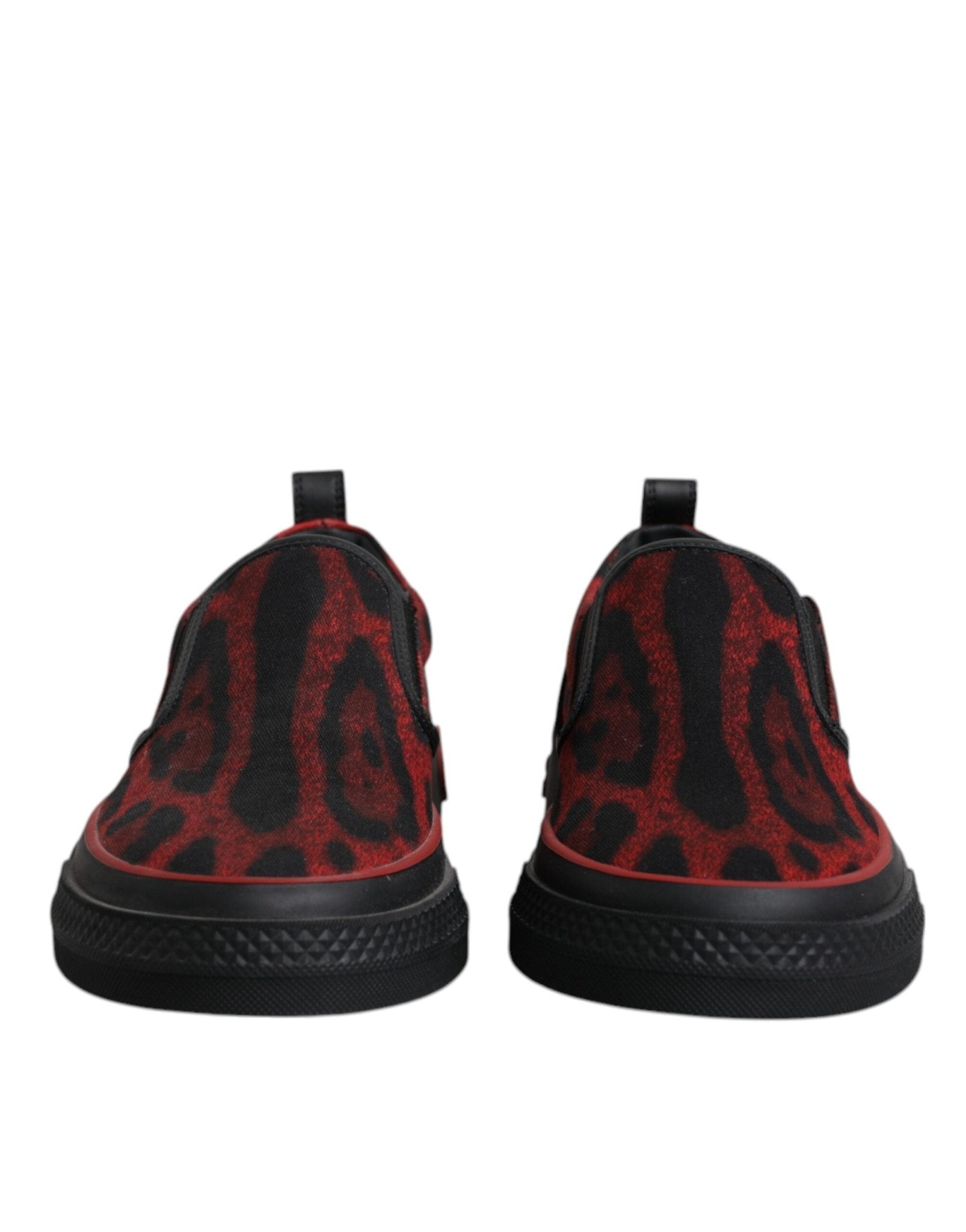 Dolce & Gabbana Red Black Leopard Cotton Men Low Top Sneakers Shoes - Le schmidt