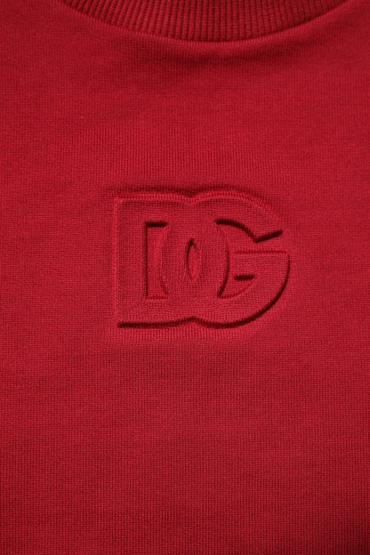 Dolce & Gabbana Red Embossed Logo Cotton Crew Neck Sweater - Le schmidt