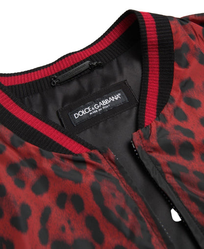 Dolce & Gabbana Red Leopard Bomber Short Coat Jacket - Le schmidt