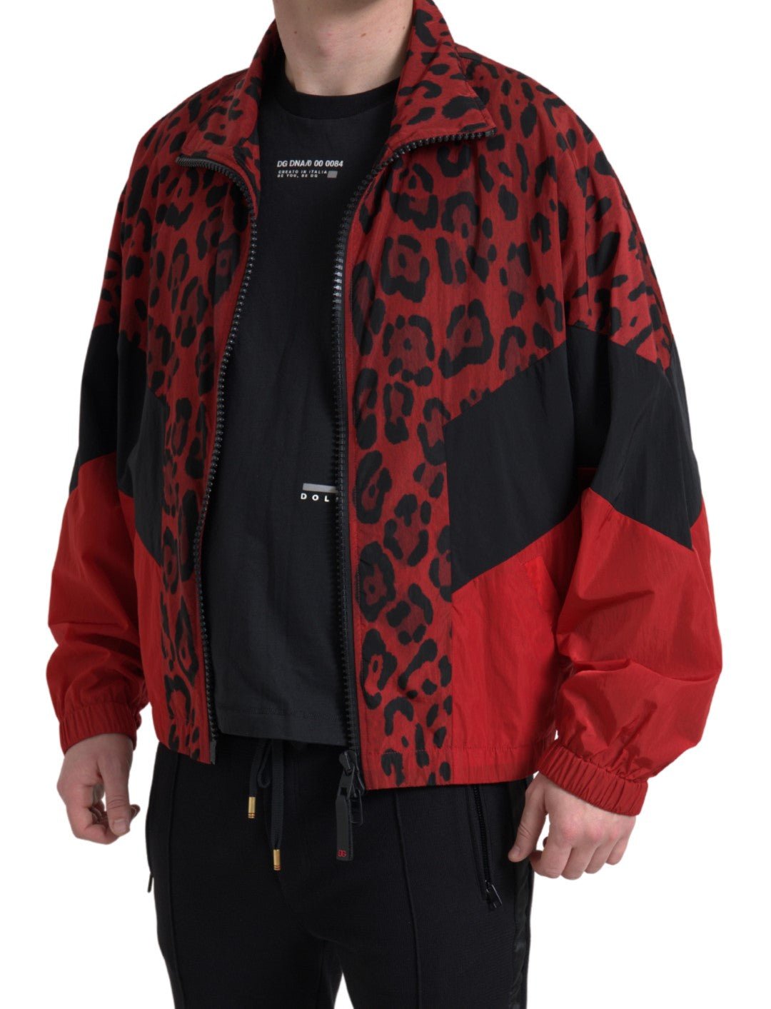 Dolce & Gabbana Red Leopard Nylon Full Zip Sweater - Le schmidt