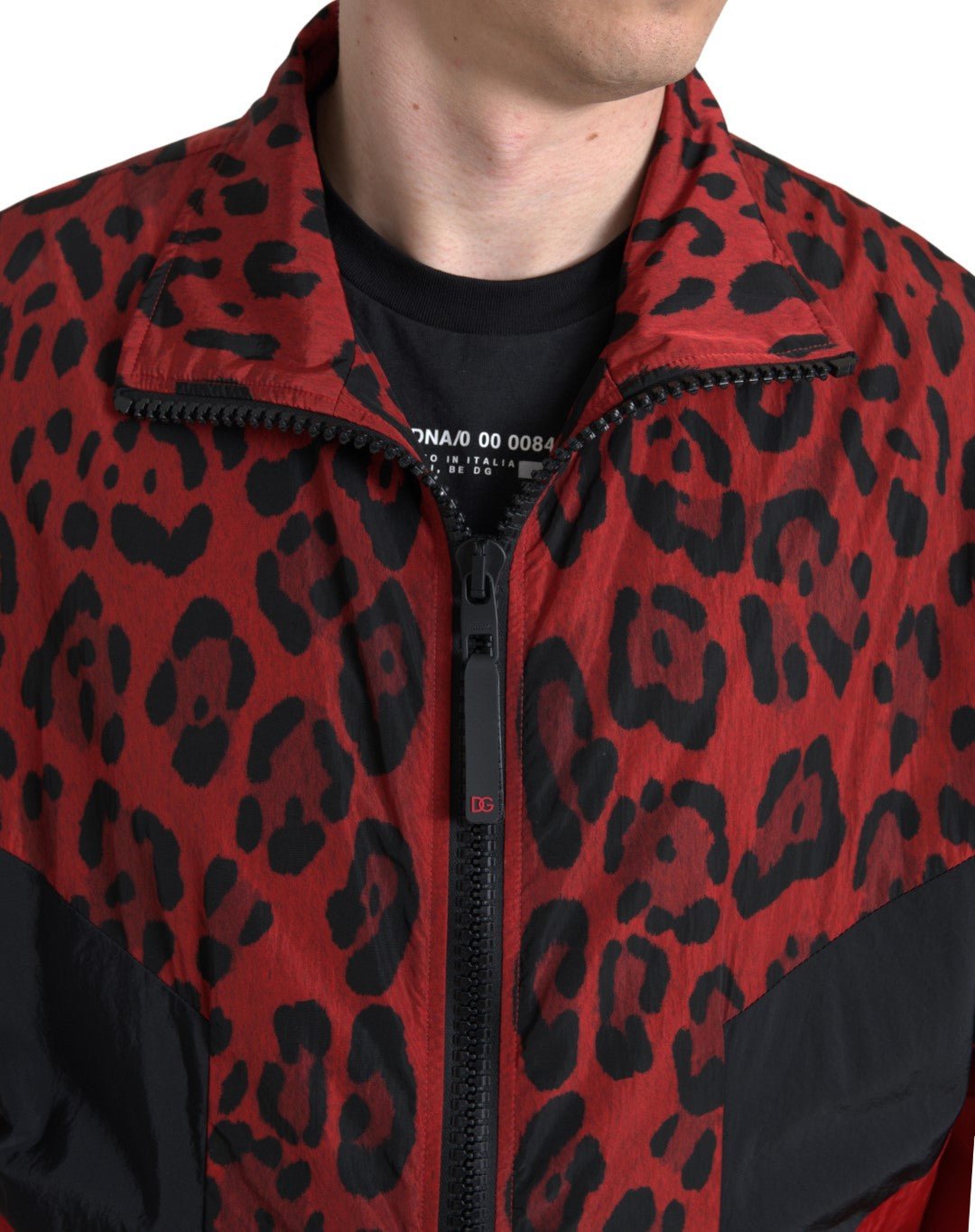 Dolce & Gabbana Red Leopard Nylon Full Zip Sweater - Le schmidt