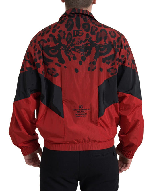 Dolce & Gabbana Red Leopard Nylon Full Zip Sweater - Le schmidt