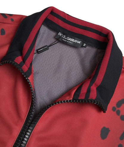 Dolce & Gabbana Red Leopard Polyester Bomber Full Zip Jacket - Le schmidt