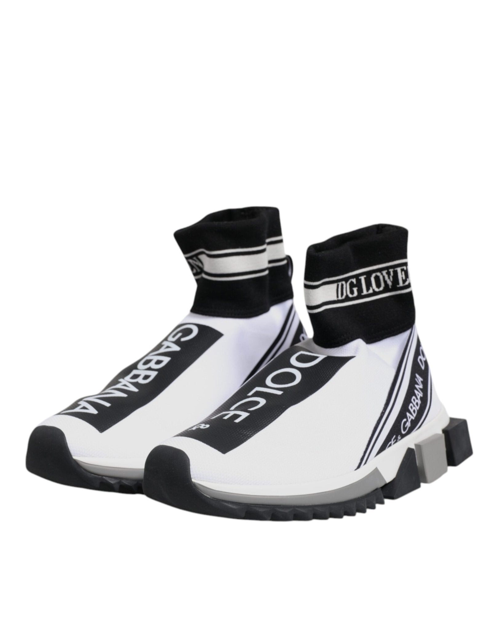 Dolce & Gabbana White Black Sorrento Socks Sneakers Shoes - Le schmidt