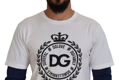 Dolce & Gabbana White Blue DG Crown Pullover Sweater - Le schmidt