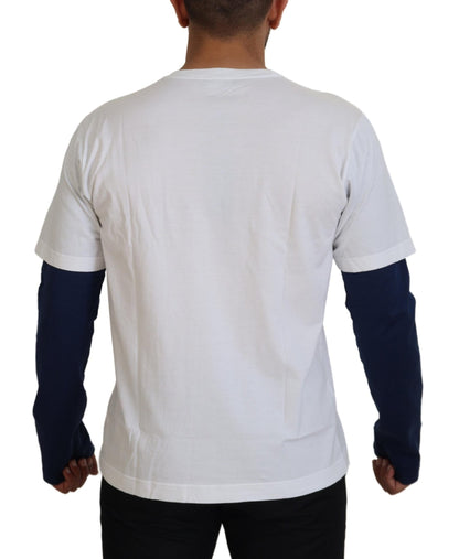 Dolce & Gabbana White Blue DG Crown Pullover Sweater - Le schmidt