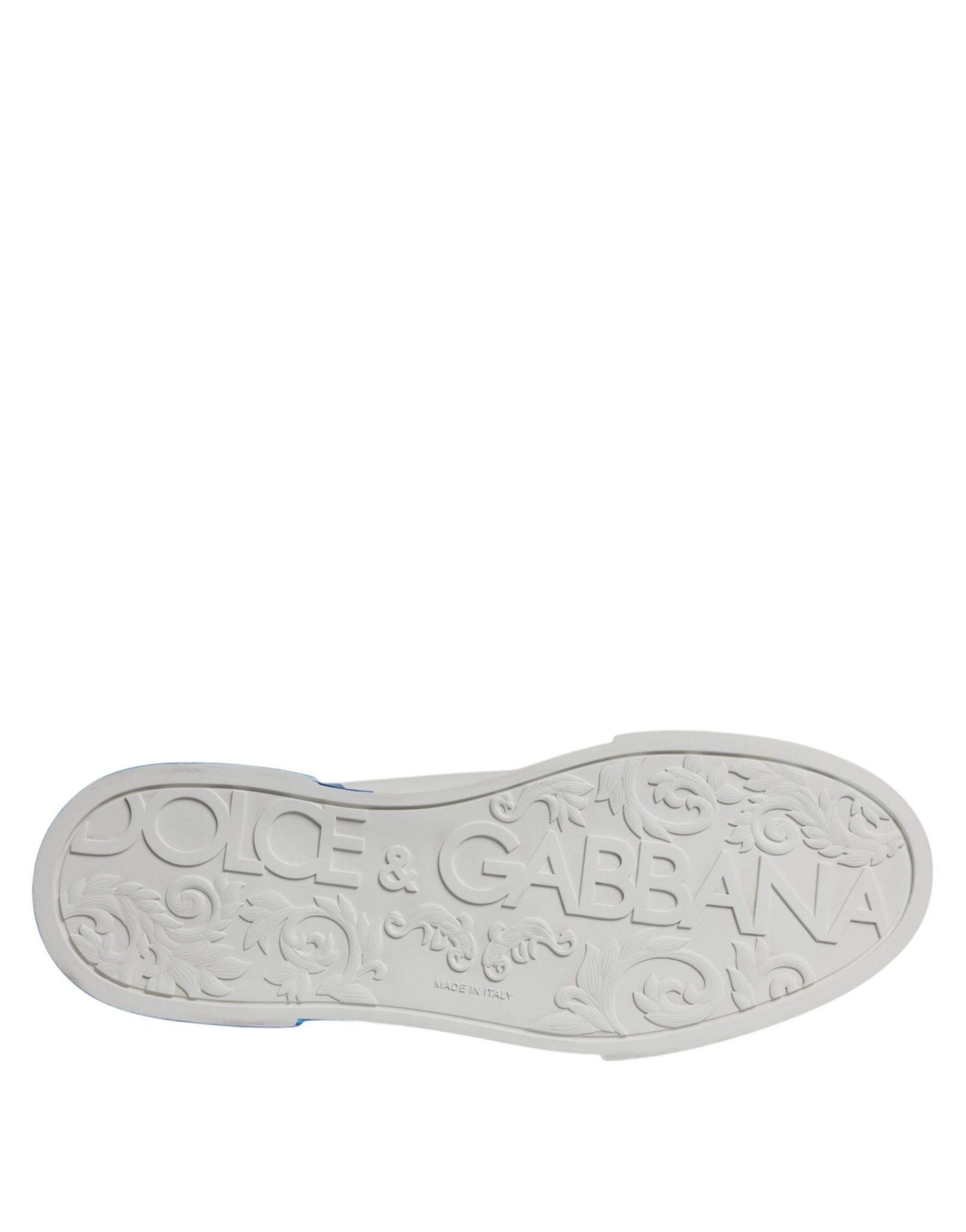 Dolce & Gabbana White Blue Leather Logo Low Top Sneakers Shoes - Le schmidt