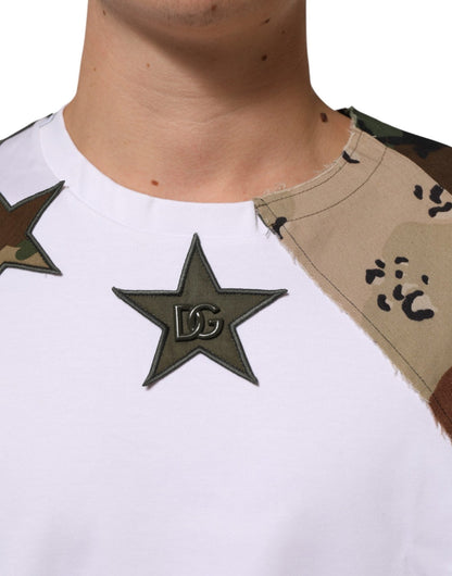 Dolce & Gabbana White Camouflage Patckwork Men Cotton T-shirt - Le schmidt