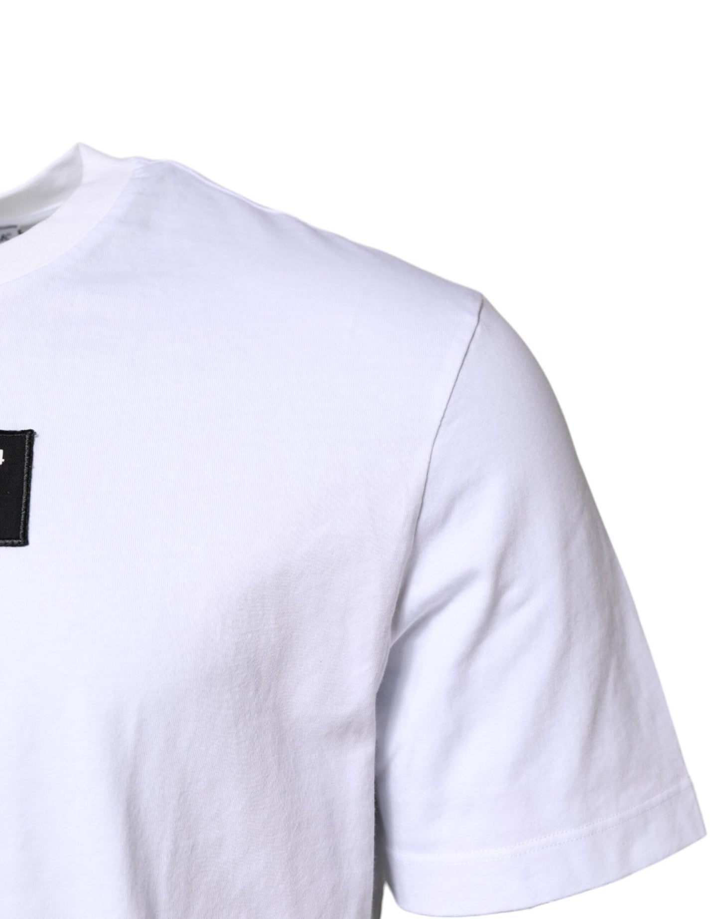 Dolce & Gabbana White Cotton Logo Patch Crew Neck T-shirt - Le schmidt