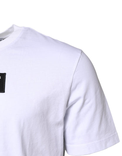 Dolce & Gabbana White Cotton Logo Patch Crew Neck T-shirt - Le schmidt