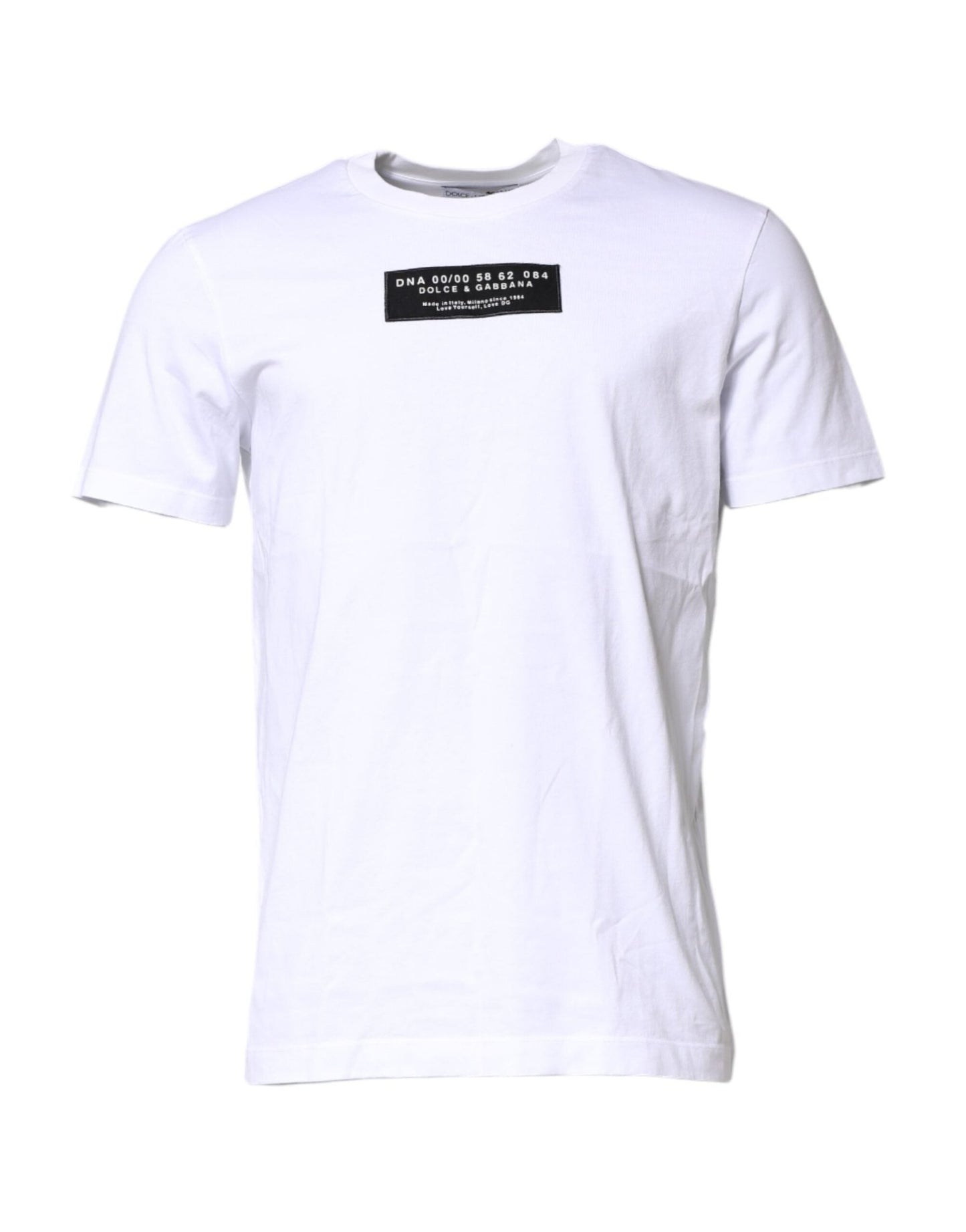 Dolce & Gabbana White Cotton Logo Patch Crew Neck T-shirt - Le schmidt