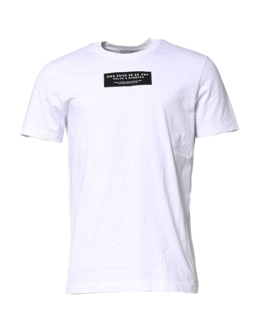 Dolce & Gabbana White Cotton Logo Patch Crew Neck T-shirt - Le schmidt