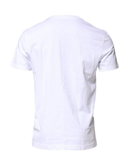 Dolce & Gabbana White Cotton Logo Patch Crew Neck T-shirt - Le schmidt