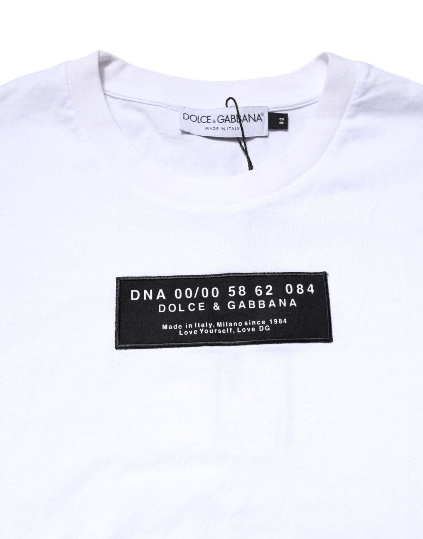 Dolce & Gabbana White Cotton Logo Patch Crew Neck T-shirt - Le schmidt