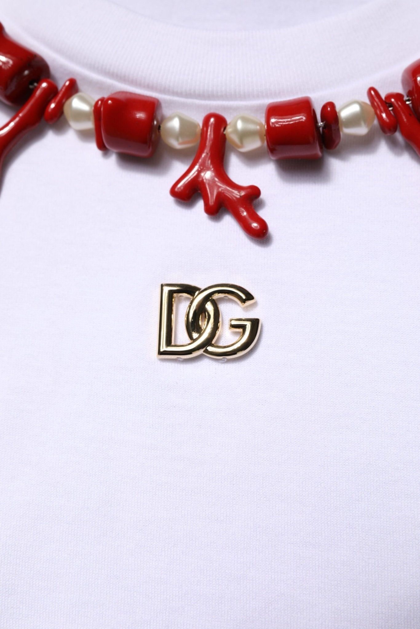 Dolce & Gabbana White Embellished Cotton Crew Neck T-shirt - Le schmidt