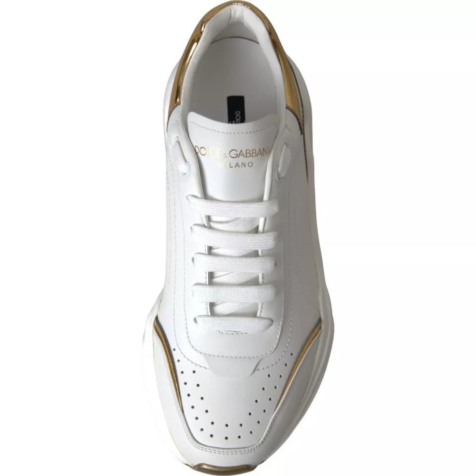 Dolce & Gabbana White Gold DAYMASTER Leather Sneakers Men Shoes - Le schmidt