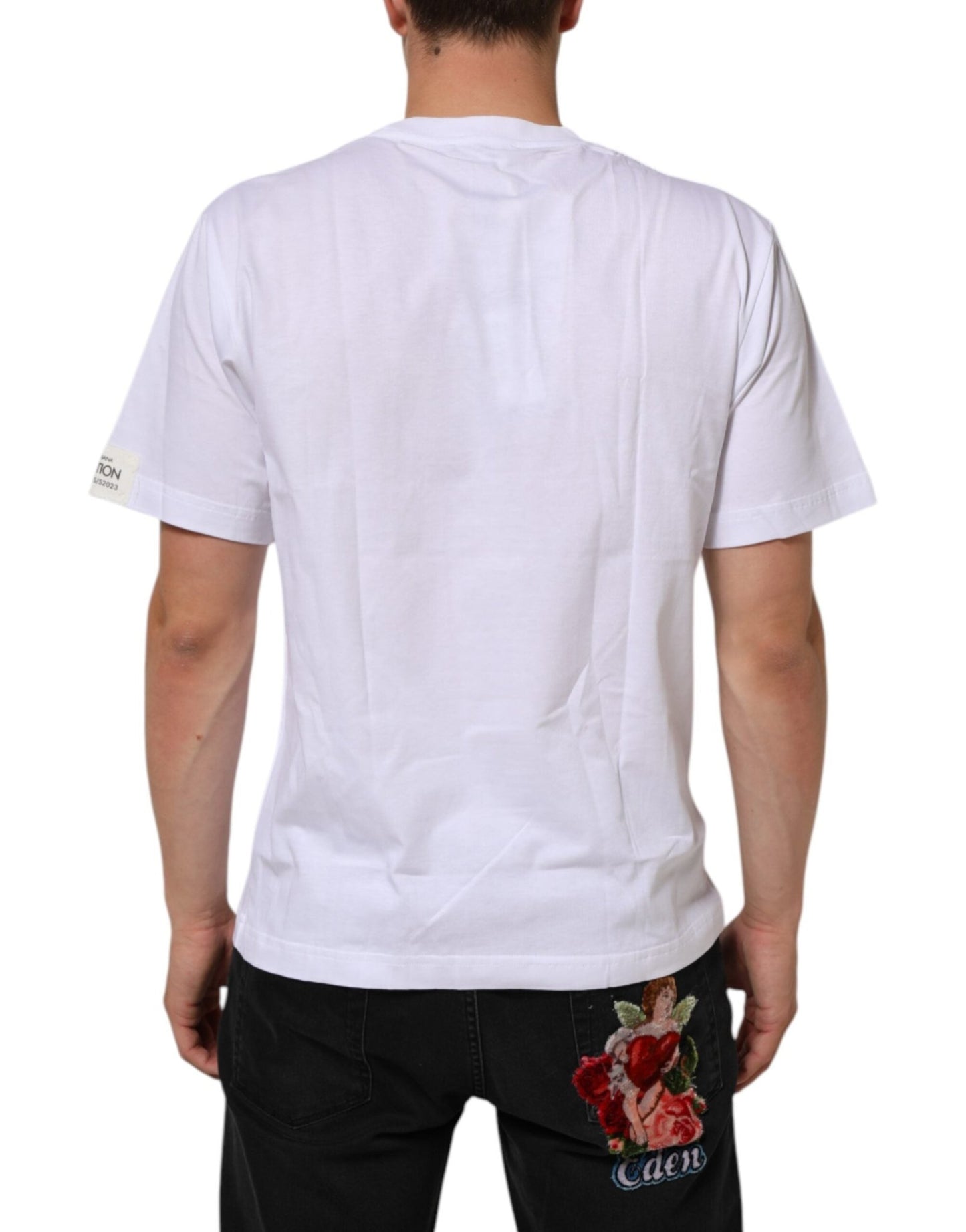 Dolce & Gabbana White Graphic Print Cotton Crew Neck T-shirt - Le schmidt