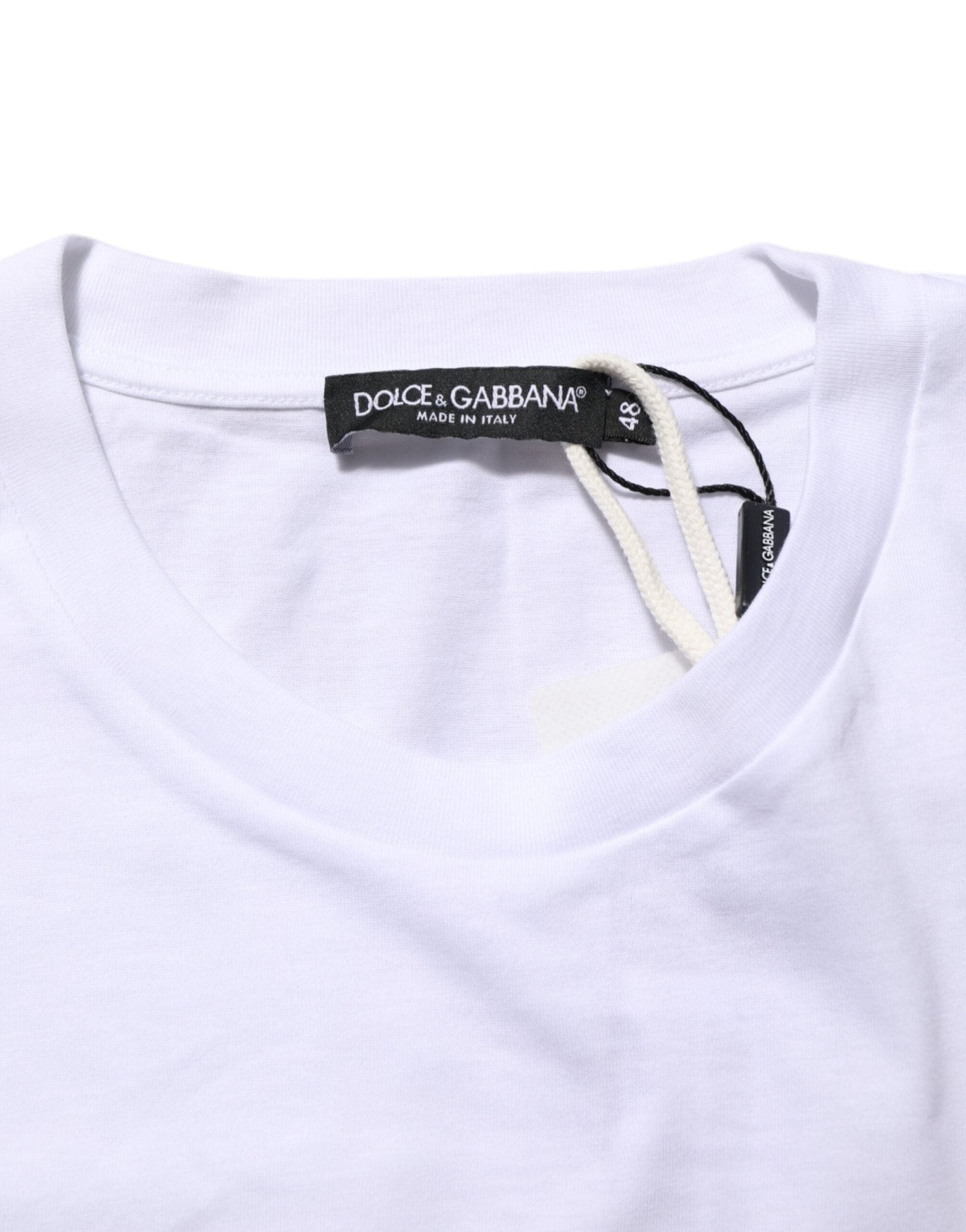 Dolce & Gabbana White Graphic Print Cotton Crew Neck T-shirt - Le schmidt