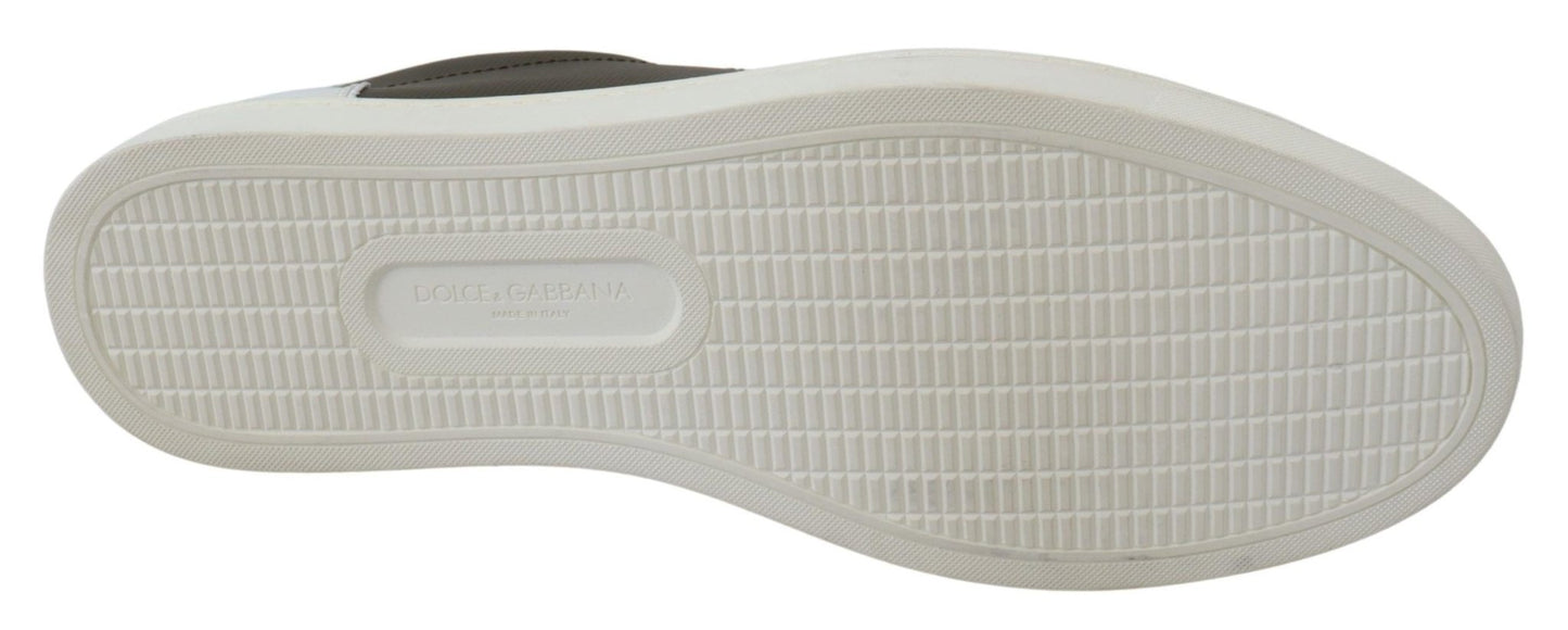 Dolce & Gabbana White Green Leather Low Top Sneakers Shoes - Le schmidt