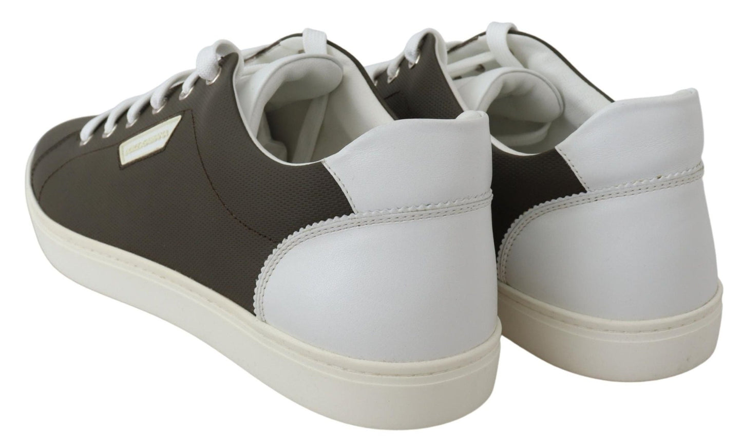 Dolce & Gabbana White Green Leather Low Top Sneakers Shoes - Le schmidt