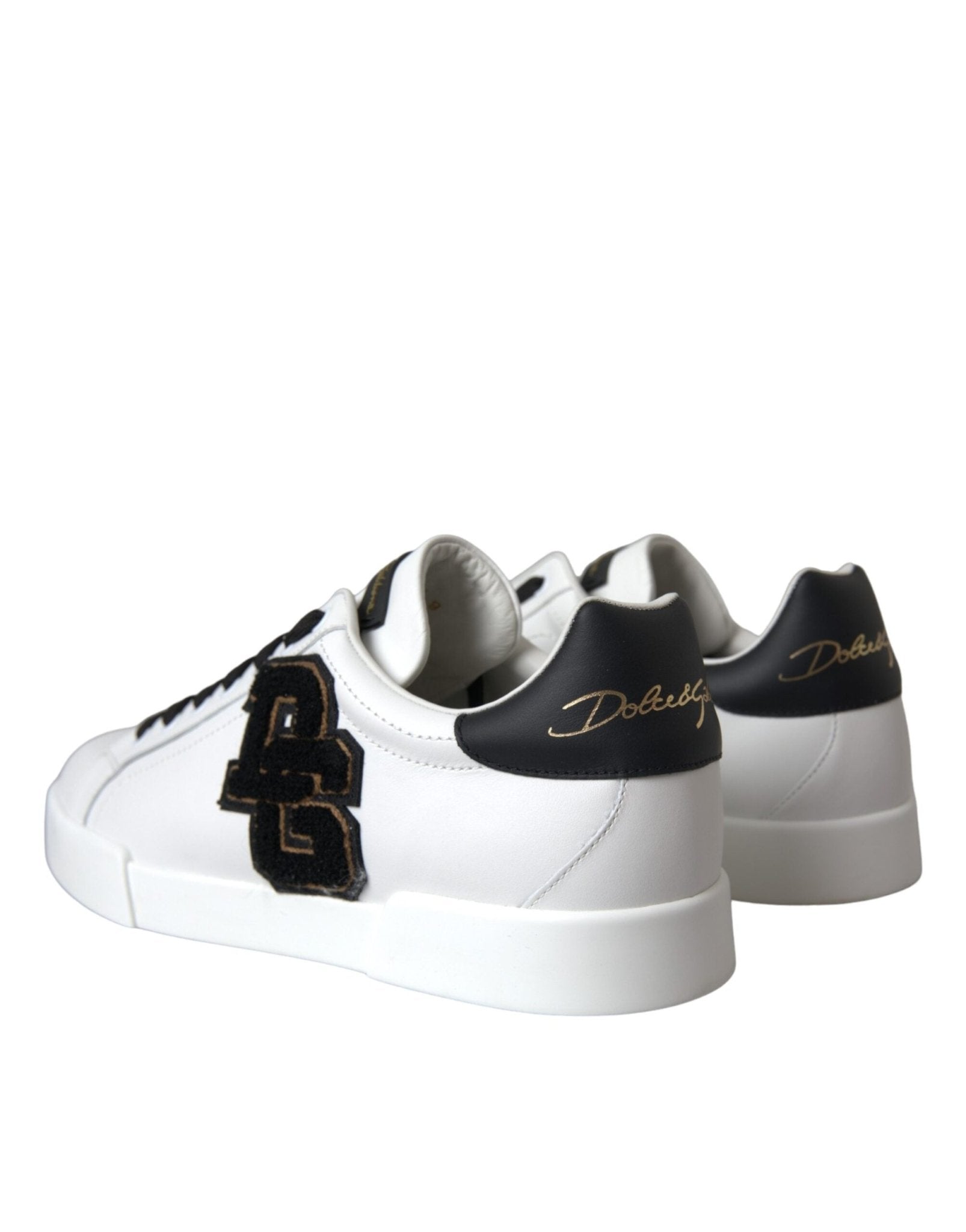 Dolce & Gabbana White Leather DG Logo Casual Low Top Sneakers Shoes - Le schmidt