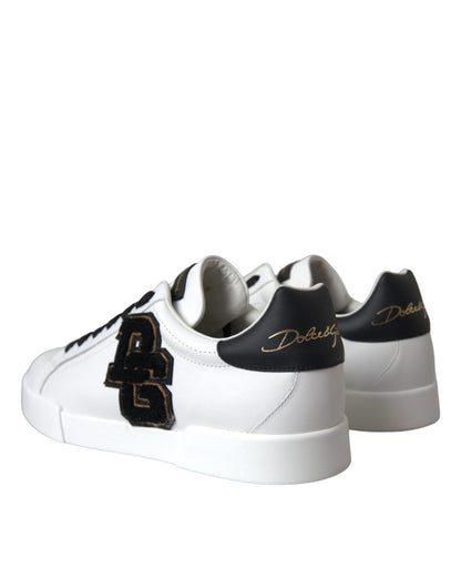 Dolce & Gabbana White Leather DG Logo Casual Low Top Sneakers Shoes - Le schmidt