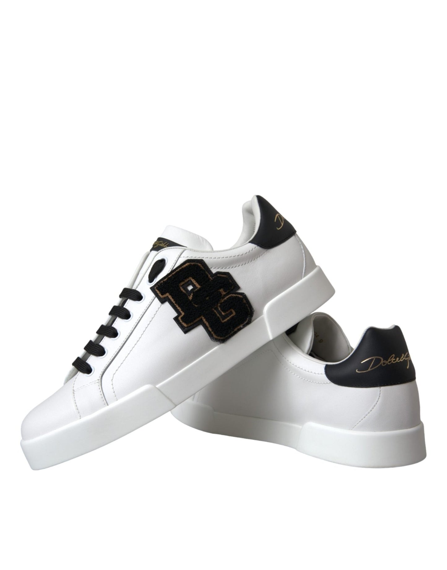 Dolce & Gabbana White Leather DG Logo Casual Low Top Sneakers Shoes - Le schmidt