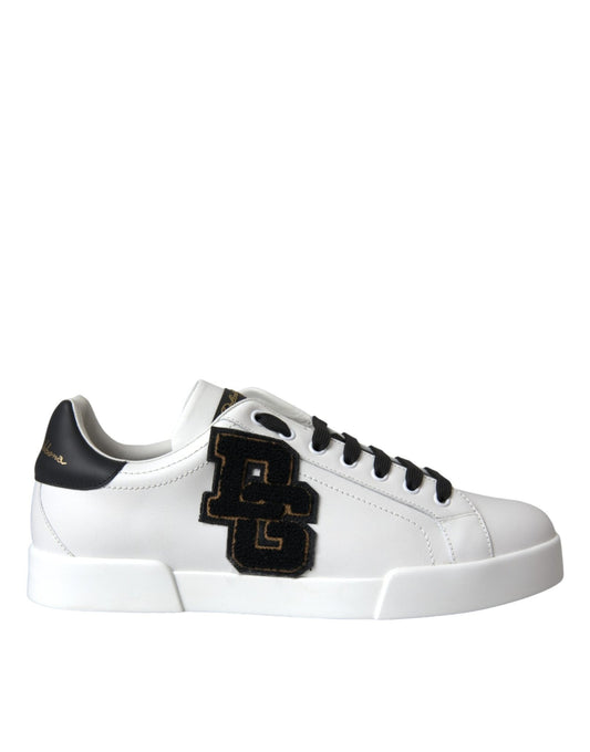 Dolce & Gabbana White Leather DG Logo Casual Low Top Sneakers Shoes - Le schmidt