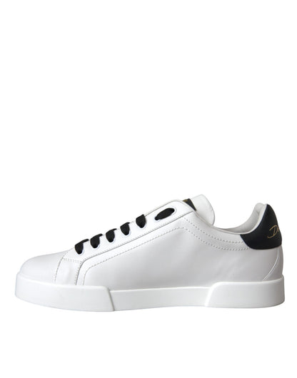 Dolce & Gabbana White Leather DG Logo Casual Low Top Sneakers Shoes - Le schmidt