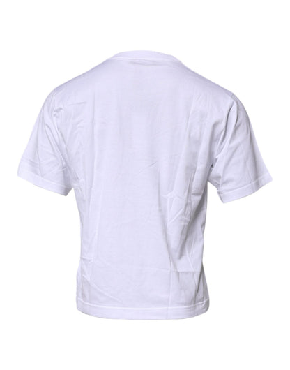 Dolce & Gabbana White Logo Patch Cotton Crew Neck T-shirt - Le schmidt