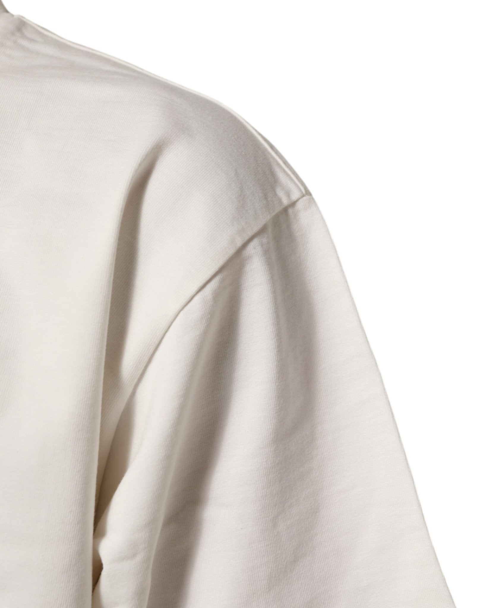 Dolce & Gabbana White Logo Print Cotton Crew Neck Men T-shirt - Le schmidt