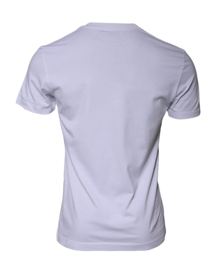 Dolce & Gabbana White Logo Print Cotton Crew Neck T-shirt - Le schmidt
