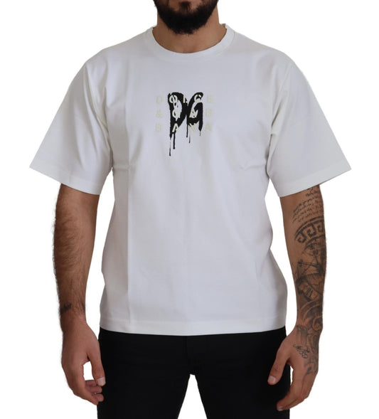 Dolce & Gabbana White Logo Print Cotton Crewneck T-shirt - Le schmidt