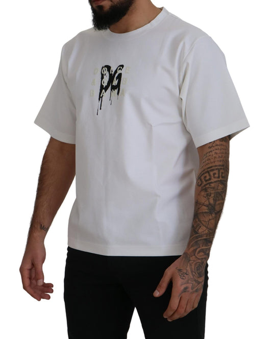 Dolce & Gabbana White Logo Print Cotton Crewneck T-shirt - Le schmidt
