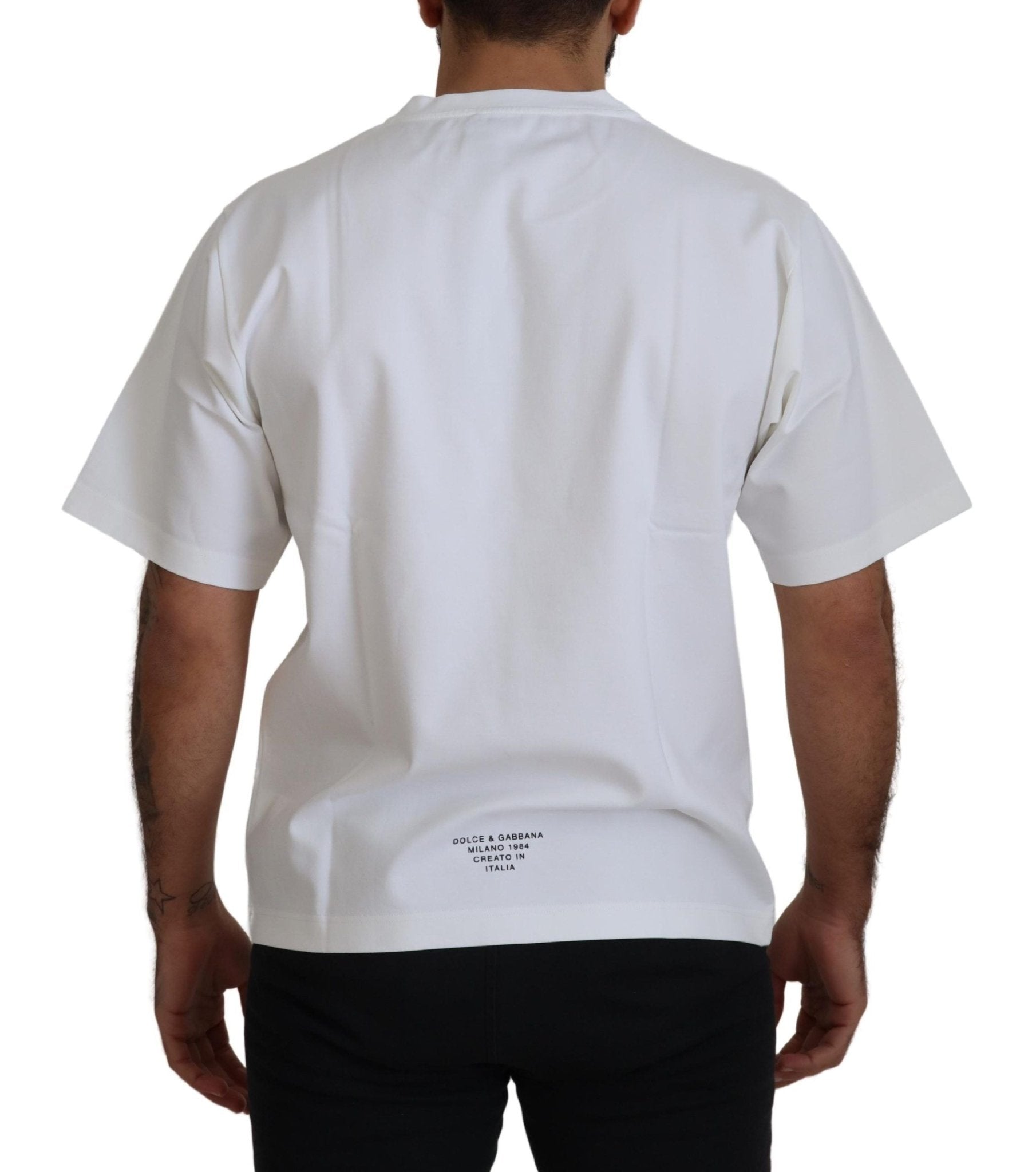 Dolce & Gabbana White Logo Print Cotton Crewneck T-shirt - Le schmidt
