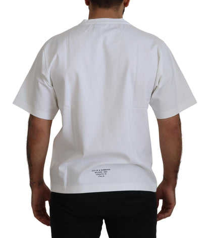 Dolce & Gabbana White Logo Print Cotton Crewneck T-shirt - Le schmidt