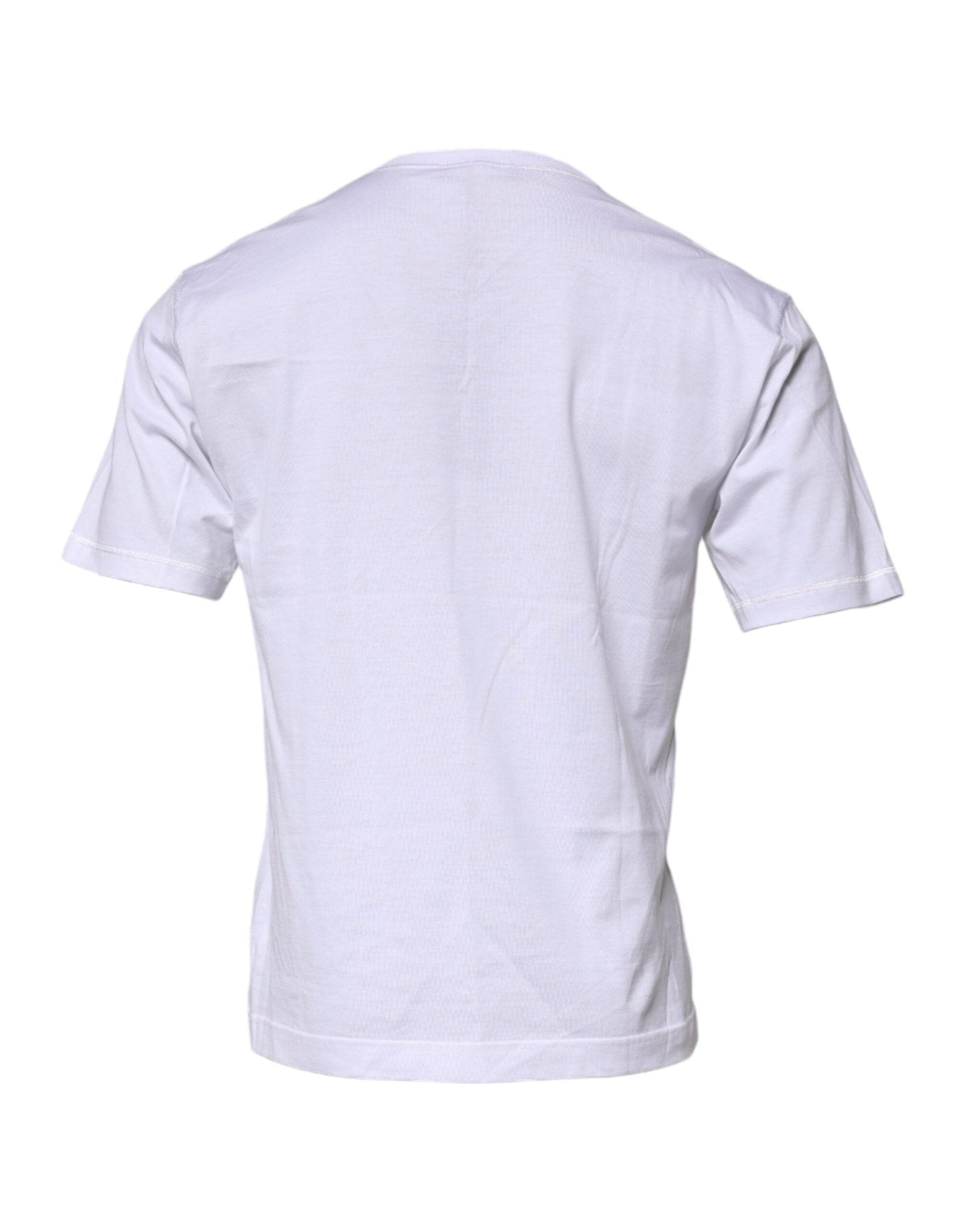Dolce & Gabbana White Logo Tape Cotton Crew Neck T-shirt - Le schmidt