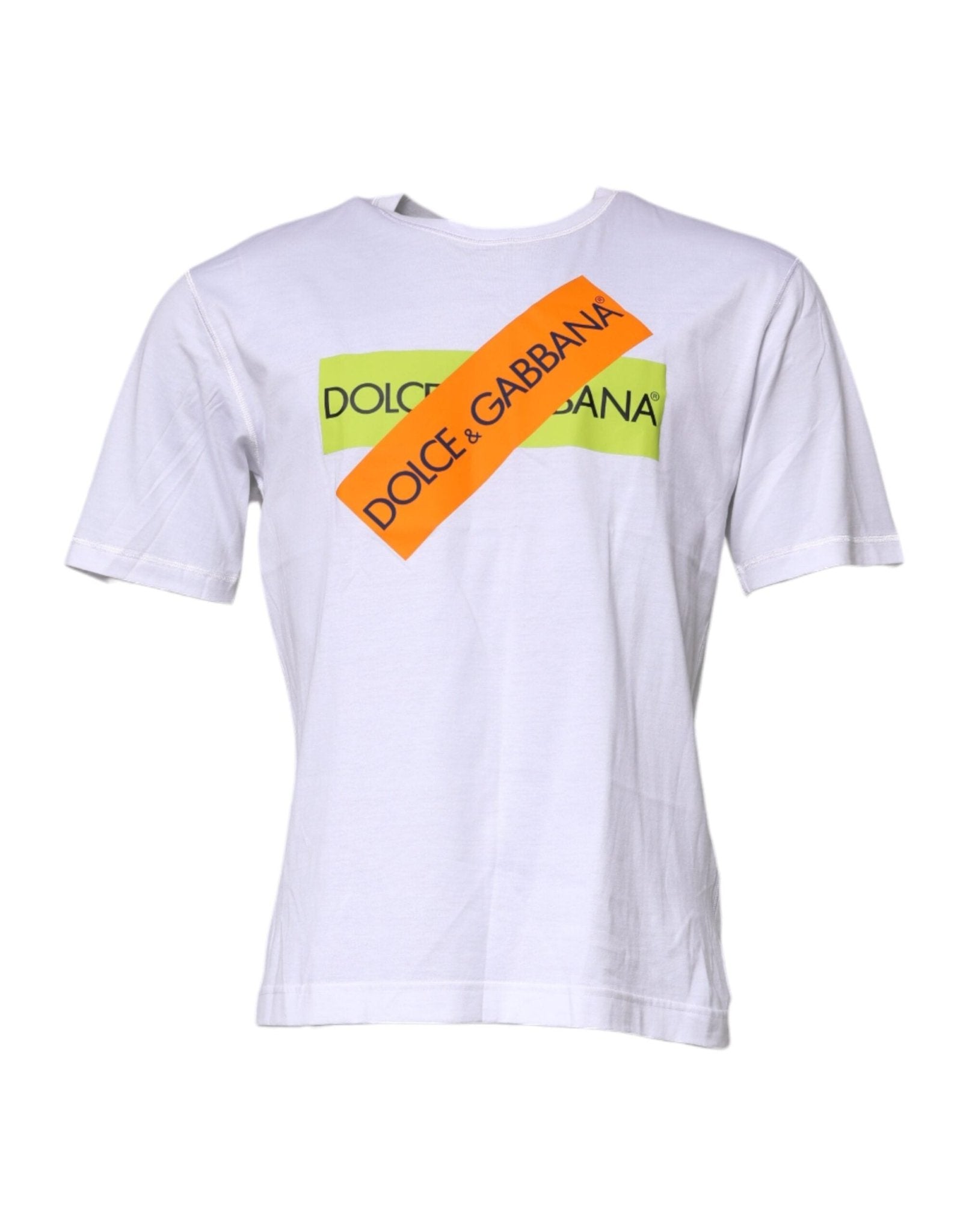 Dolce & Gabbana White Logo Tape Cotton Crew Neck T-shirt - Le schmidt