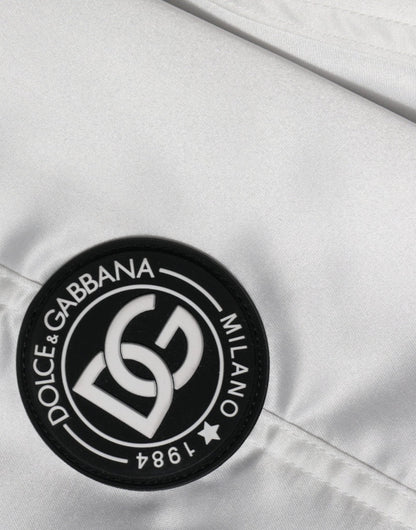 Dolce & Gabbana White Polyester Logo Full Zip Bomber Jacket - Le schmidt