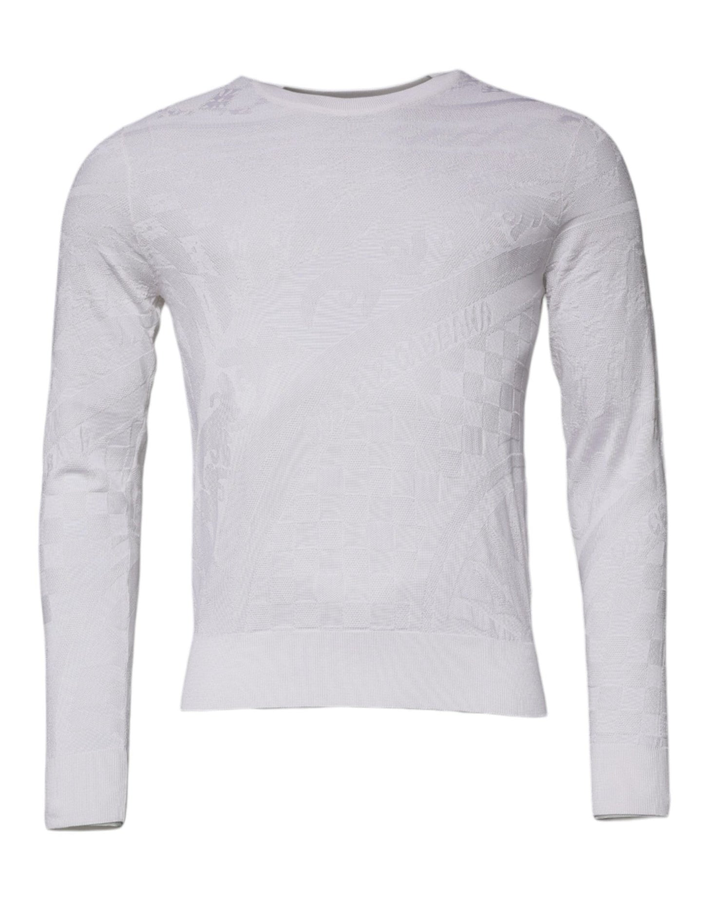 Dolce & Gabbana White Silk Crew Neck Men Pullover Sweater - Le schmidt